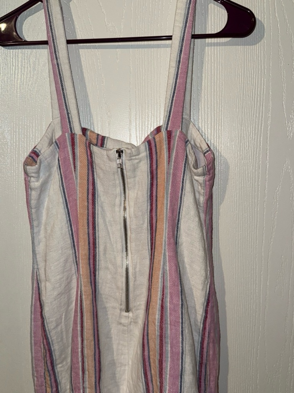Striped Linen-Blend Pink & Cream Mini Dress